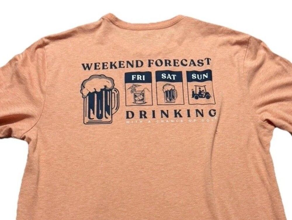 TravisMathew Shirt Mens Medium M Orange Weekend Forecast Drinking Golf Beer Tee